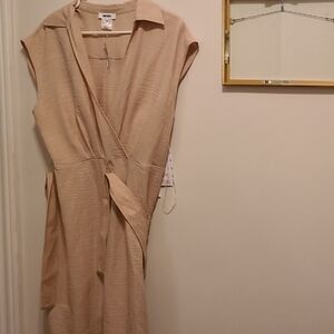 DKNY Beige Wrap Jumpsuit